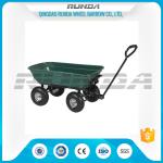 Green Color Garden Dump Wagon Plastic Material Tray Load Capacity 150kg