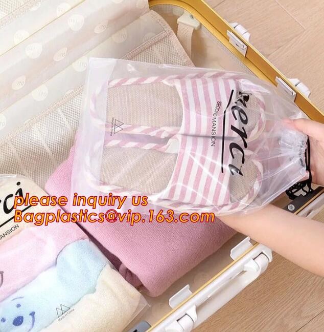 Biodegradable drawstring laundry poly bag with printing,Logo Printed Poly Drawstring Hotel/Travel Laundry Plastic bag