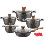 12Pcs Black Kitchen Ware Set Aluminum Nonstick Cookware Cooking Pot Sets