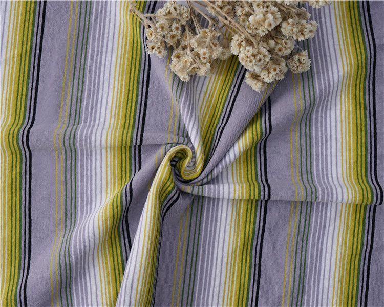 Wear Resistant Striped Material Fabric 190Gsm T - Shirt Cotton Yarn Dyed Cloth