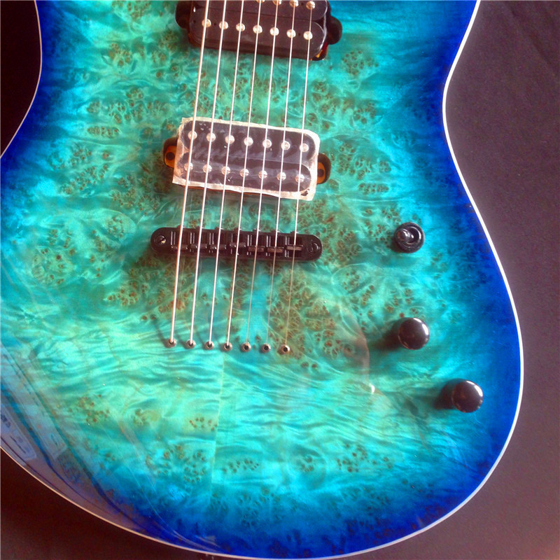 7 strings Blue electric guitar