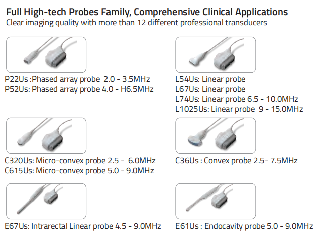 Color Doppler Portable Ultrasound Machine Medical USG PW CW DICOM Cardiac Probe Cardiology for Hospital Clinic