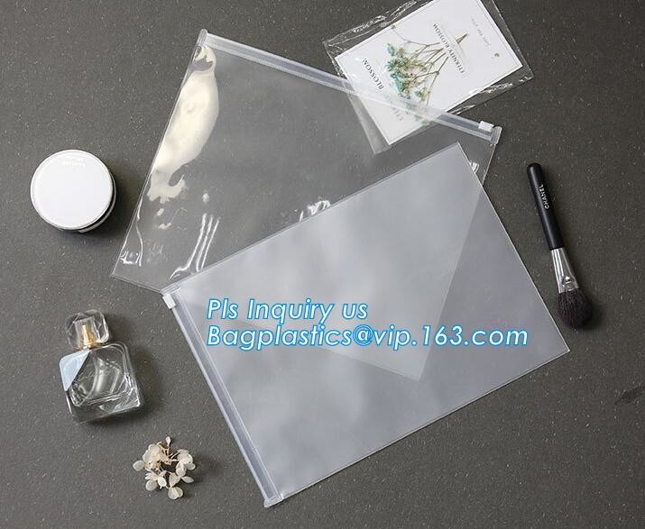 cosmetic zipper bag clothes bags, Slider zipper stand up bag, Plastic Cosmetic Bag with Pink Color Binding Christmas Gif