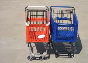 Quality 210L Mobile Plastic Folding Shopping Cart Anti - Bumper With Labor Saving Wheels wholesale