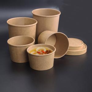 Quality Customized Printed Food Container Multi-size Disposable Restaurant Rice 26oz Custom Kraft Brown Paper Bowl wholesale