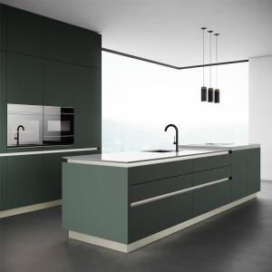 Quality Modern PVC Kitchen Cabinets Wooden Cupboard Set Beveled Edge wholesale