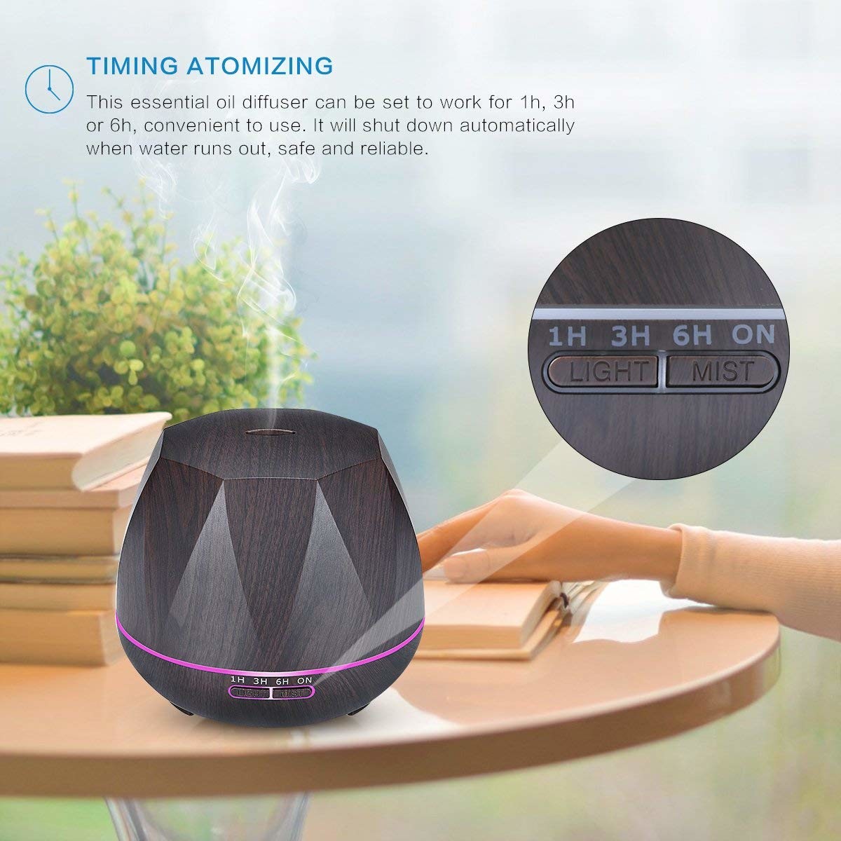 Wood Grain 14W 24V 650mA 550Ml Aroma Diffuser Humidifier