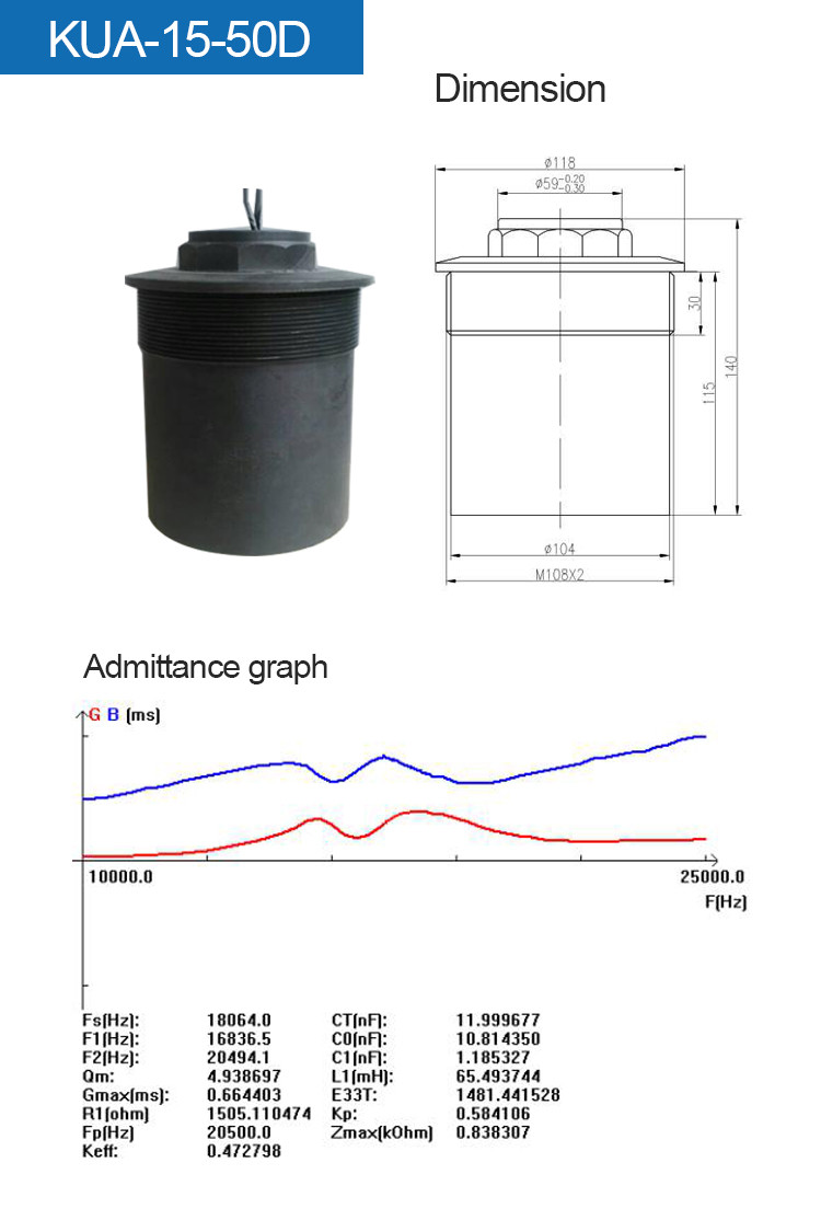 50m Range Industrial Ultrasonic Sensor , Ultrasonic Transducer Probe