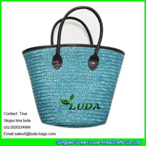 Quality LUDA ladies leather hanles wheat handbags straw beach bags and totes wholesale