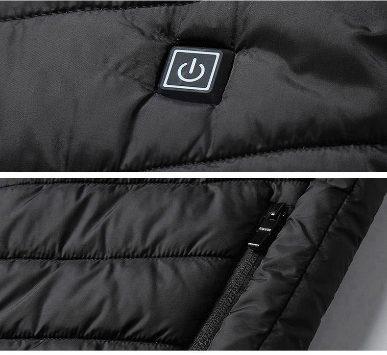 Sleeveless Coat Heated Lightweight Rechargeable Collar Waistcoat Utility Usb Power Heating Quilted Men's Vests