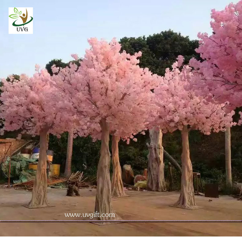 UVG indoor cherry blossom artificial tree with pink flowers for Water World decoration CHR153