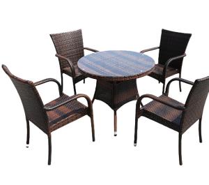 Quality 4 Seater Rattan Round Dining Table And Chair Set Outdoor Furniture Rattan Dining Table Set wholesale
