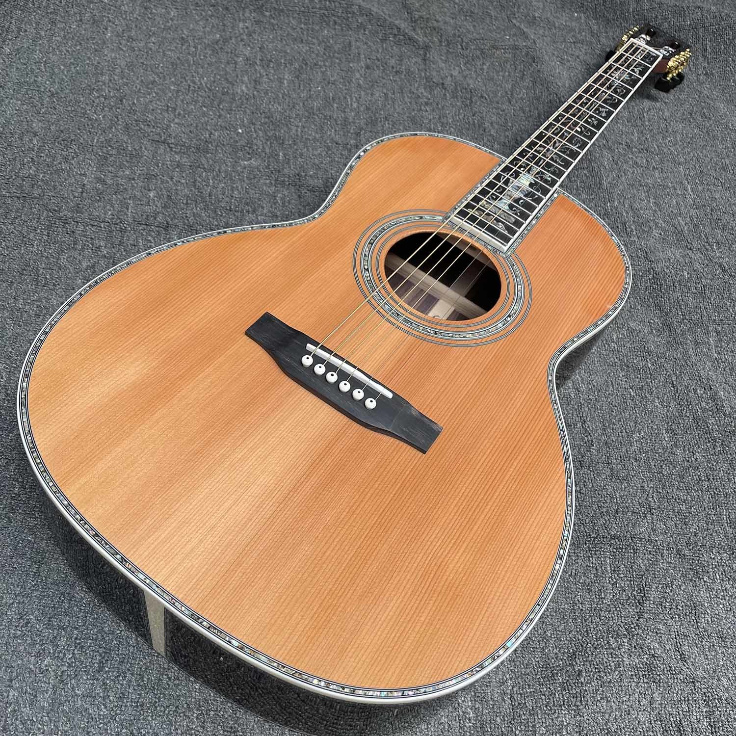 Custom 39 inch OOO body abalone binding slotted headstock cedar acoustic guitar