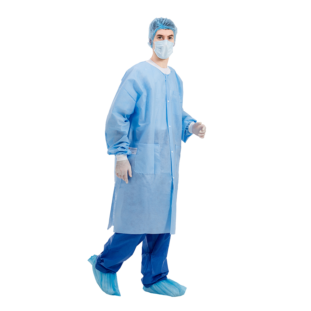 Single Collar PP Disposable Lab Coats ISO13485 Standard