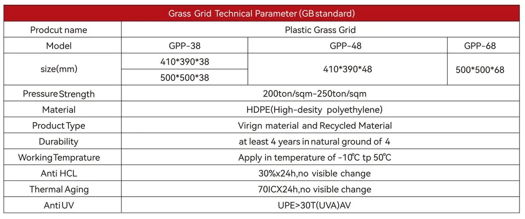 High Quality HDPE Plastic Permeable Grass Grid Pavers Grass Grid Pavers Used in Parking Garden