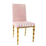 Elegant Black Velvet Stacking Banquet Chair With Bamboo Legs