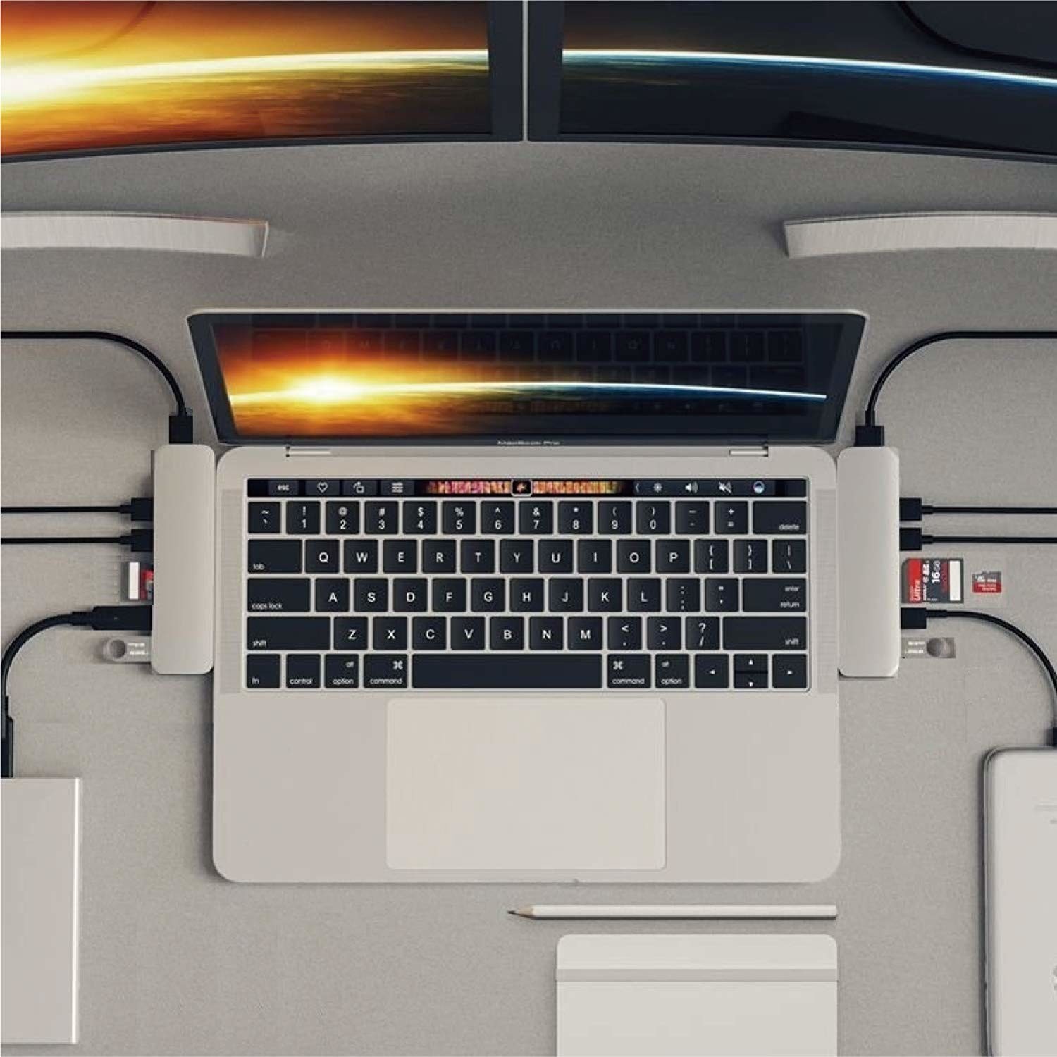 7-in-1 USB C Hub for MacBook Pro PC w USB-C Port USB-C 40Mbps100W Power Delivery USBC 5Gbps Data 4K TF/SD card read