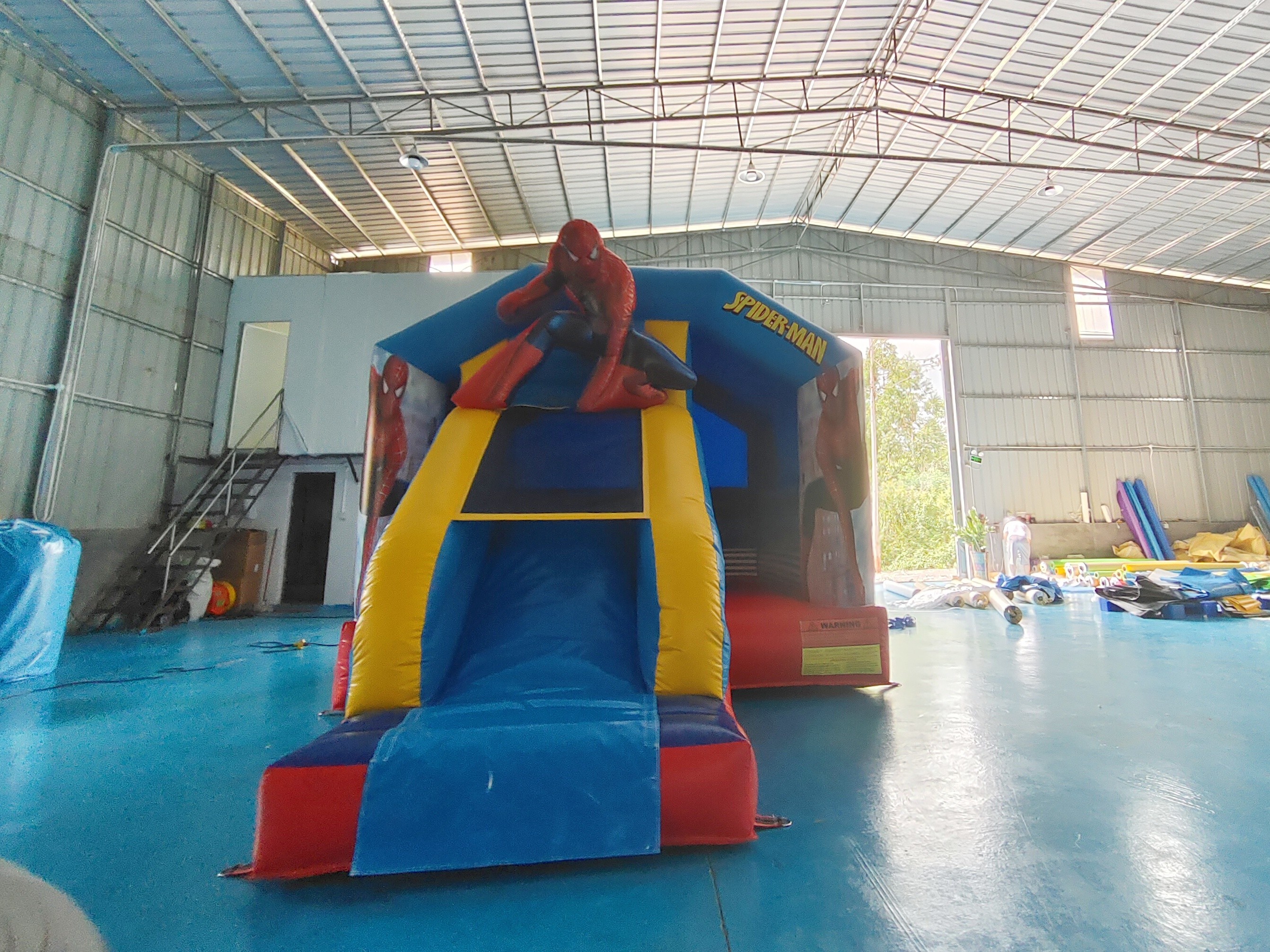 Fireproof 0.55mm Inflatable Jumping Castle Bouncer Combo With Slide Spiderman