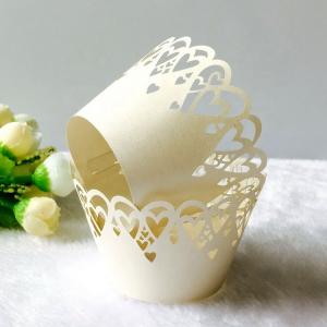 Quality Heart Shape Mini Muffin Wrappers , Lightweight Laser Cut Cupcake Wrappers wholesale