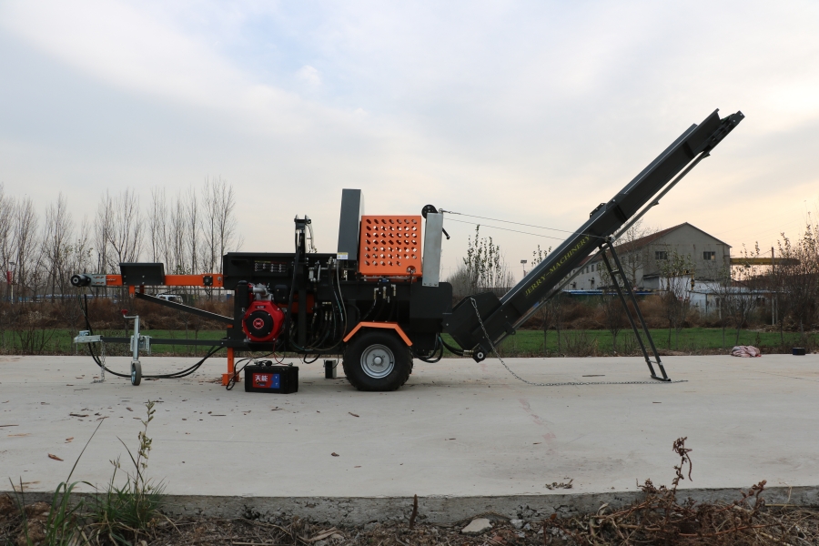 Powerful 20ton Gasoline Portable Split Wood Firewood Processor Machine for Forestry