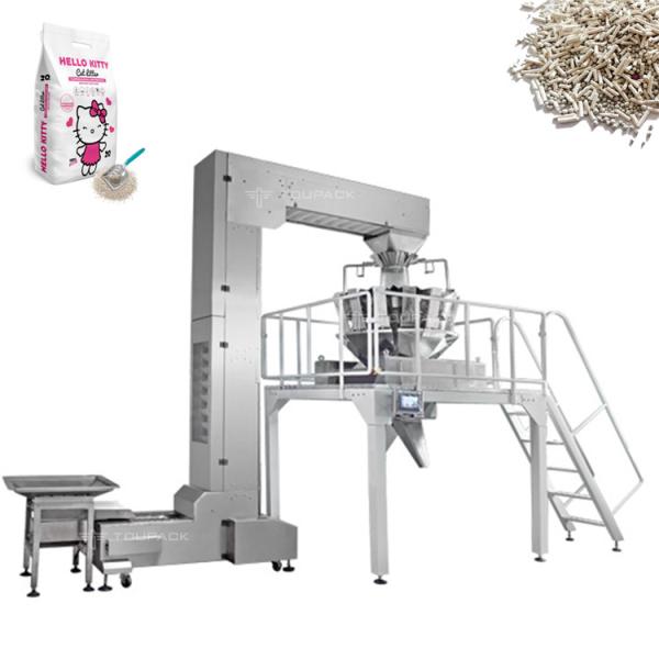 VFFS 10KG 15KG Wood Pellets Packing Machine Linear Weigher Cat Litter Bag