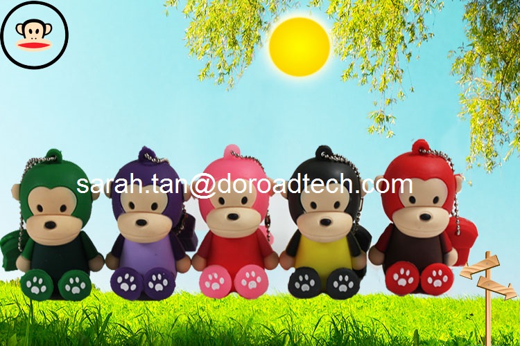 Original A Grade Chipset Customized Cute Monkey PVC Cartoon USB Flash Drives