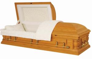 Quality Premium Solid Oak Wood Casket , Hardwood Caskets Compact Structure Eco Friendly wholesale