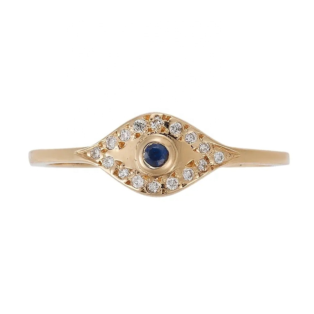 925 Sterling Silver Evil Eye Diamond Band Ring with Silver Plating Classic Style