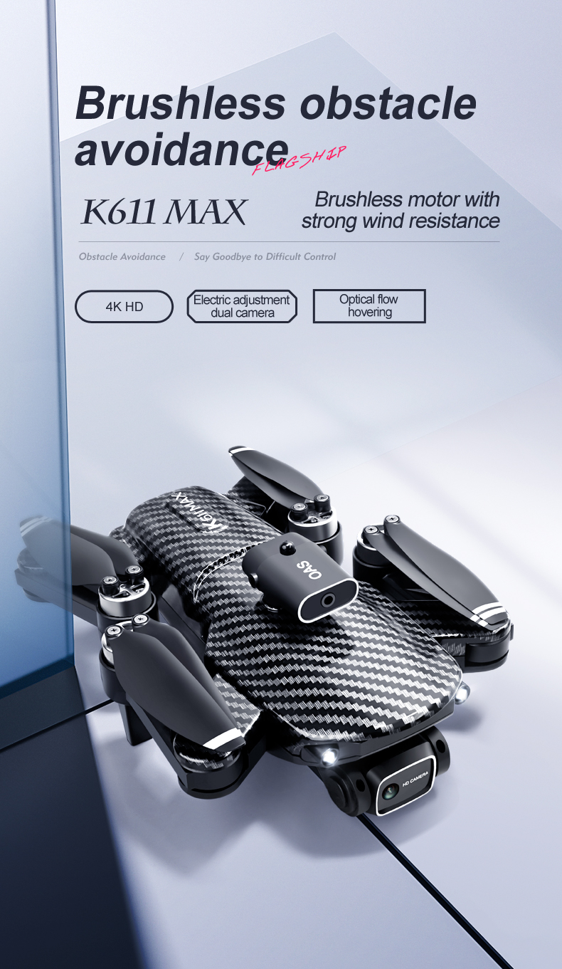 K611 Max 4k Dual Camera Drone Wide Angle Obstacle Avoidance Battery Type lipo battery Optical Flow Hovering Fpv Drone