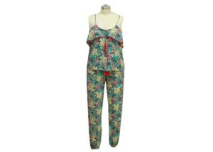 Quality Soft Viscose Women'S Knit Loungewear , Petite Loungewear Sets Camisole And Long Pant wholesale