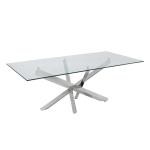 Simple Design SS Steel Furniture Glass Top Civil Table