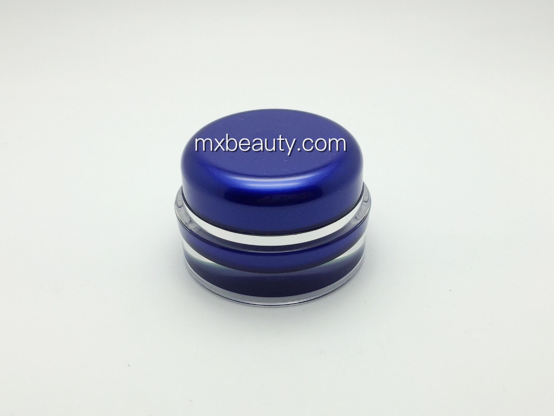 high quality classic pmma cream jar 50g 30g 15g UV coating with hot stamping silver ring blue color 1oz plastic bottles