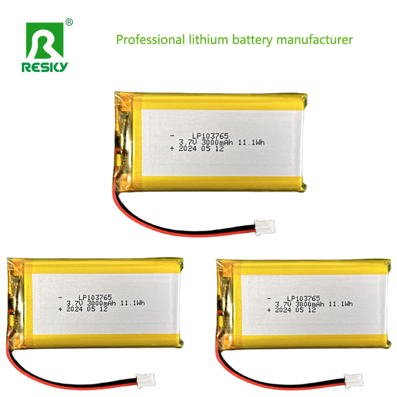 Solar Lithium Polymer Battery Cell 103765 3.7V 7.4V 3000mAh 11.1wh With Jst Connector