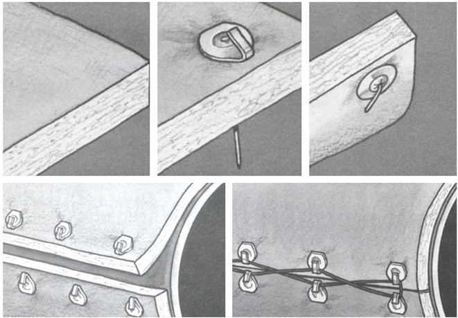 2mm Square Head Lacing Anchors 63mm Length With Self Locking Washers