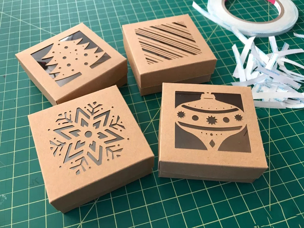 Paperboard Christmas Cookie Gift Boxes , Custom Holiday Cookie Gift Boxes