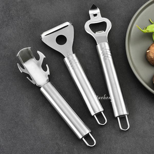 3PCS kitchen gadgets with stainless steel peeler can opener fish scales for