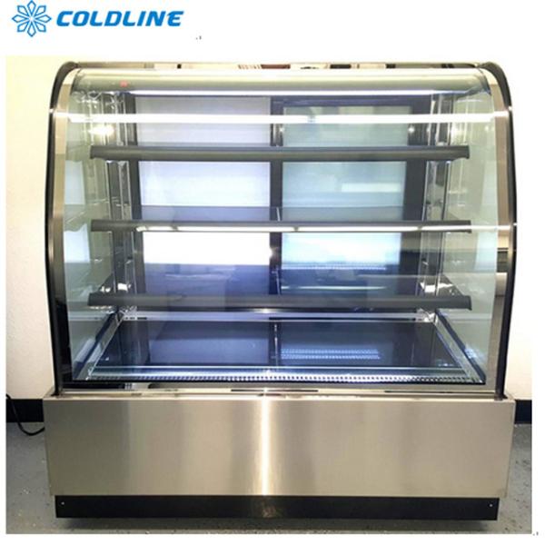 Curved glass cake showcase display refrigerator and freezers bakery equipment
