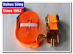 Quality Orange Ratchet Tie Down Straps Cargo Lashing Belt With Buckle 25mm * 1T JD Hook wholesale
