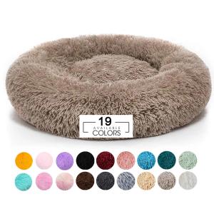 Quality Reebay Non Slip Calming Doughnut Dog Bed 70CM Fluffy Round Cat Bed ODM wholesale