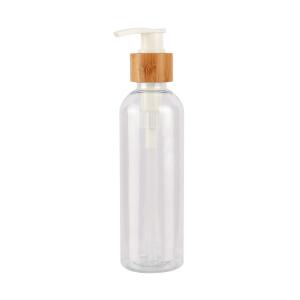 Quality Refillable Round Shoulder PET Bottle Natural Bamboo Lotion Pump 7oz 8oz 10oz 16oz wholesale
