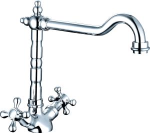 Quality 250 mm Kitchen Mixer Faucet Double Handle Single Hole Sink Mixer Taps T81053 wholesale