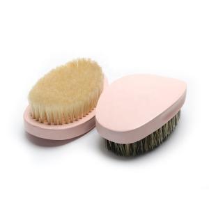 Quality Pink Oval Wave Brush Wood Handle Boar Bristle With Engraved Logo wholesale