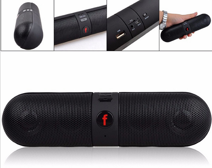 Hands Free Music Bluetooth Speaker Pill Dual Subwoofer Drivers With FM Radio