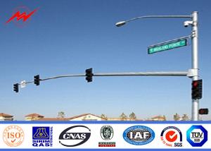 Quality Roadway Driveway Traffic Light Pole / Galvanised Steel Pole With 9m Cross Arm wholesale