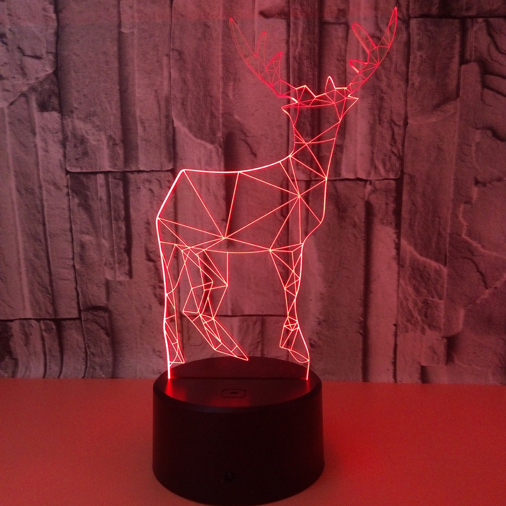 new 3d creative small table lamp deer 3D lights colorful touch LED visual lights gift atmosphere table lamp