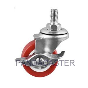 Quality Trolleys Light Duty Casters 70mm PVC Threaded Caster Wheels With Brake wholesale