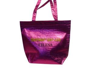 Quality Customized 75g Pink Crocodile Veins Shining Coat Non Woven Fabric Carry Bags wholesale