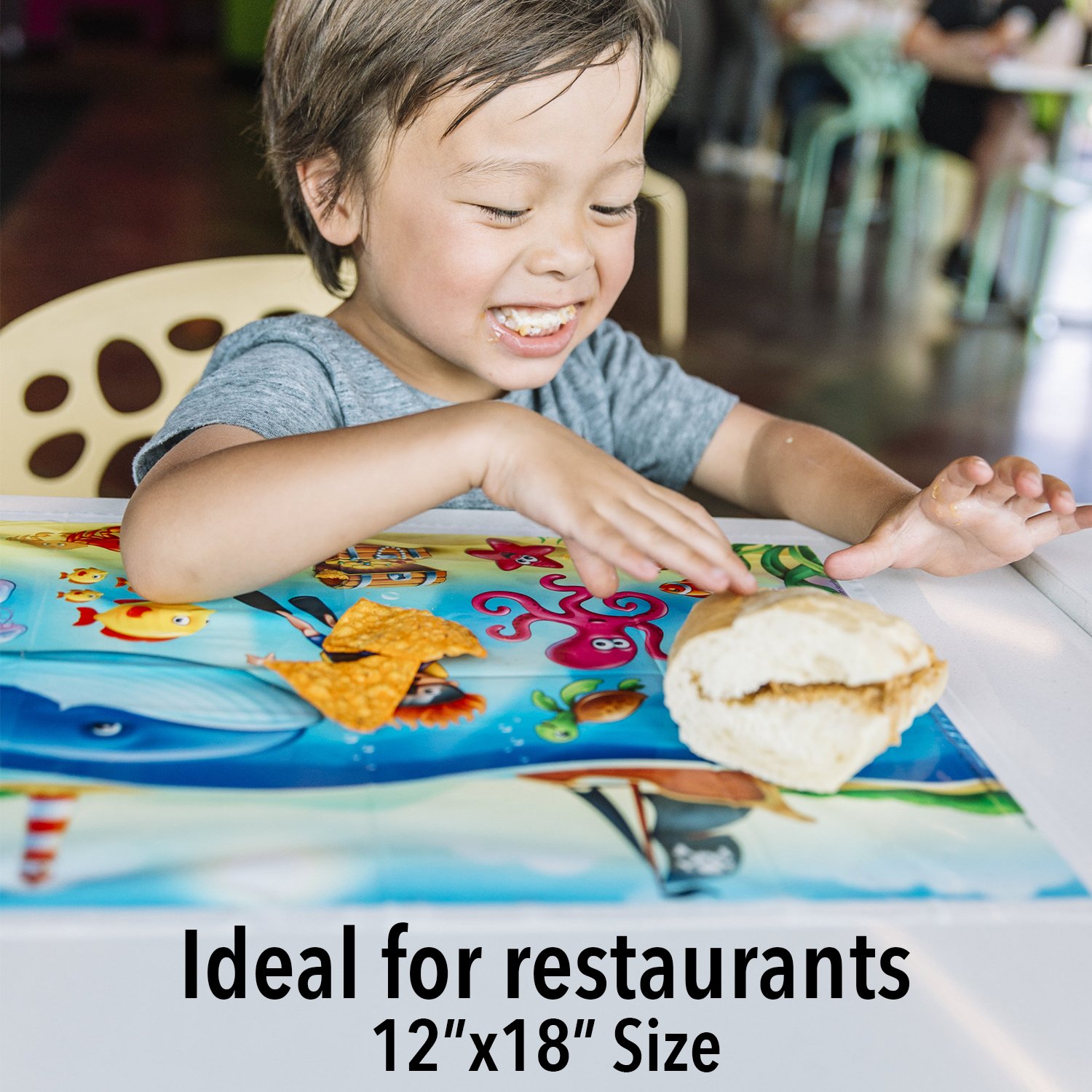 Non Slip Adhesive Disposable Baby Placemat PVC Free For Dining Table