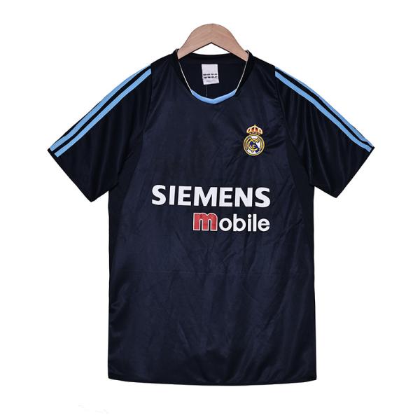 Real Madrid 2003 Retro Away Fan Edition Jersey Galactico Classic Blue and Black