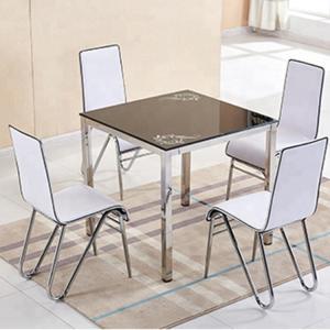Quality Stylish Glass Top Dining Room Table , Tempered Glass Top Dinette Sets square desktop dining table with stain steel leg wholesale